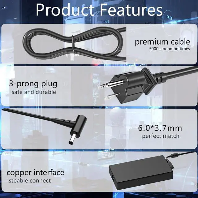 Alt view image 4 of 5 - Hodeay 280W ADP-280BB B Charger Compatible with Asus ROG Strix G15 G17 G513R G513Q G713R G713Q TUF A16 FA617 FA617X FA617N FA617XT FA617NT FA617XS FA617NS Strix Scar 15 17 SE Flow X16 Power Adapter