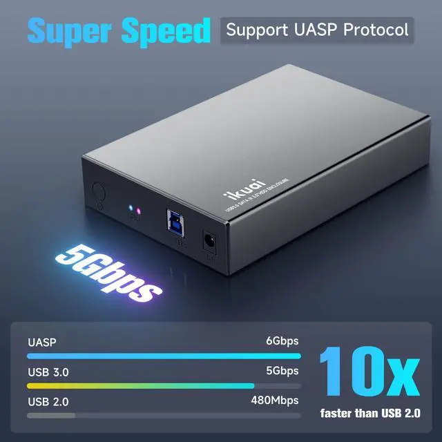 Alt view image 2 of 5 - ikuai Hard Drive Enclosure 3.5" Aluminum USB 3.0 / USB C to SATA Hard Drive Dock Case for 3.5 inch Internal HDD & SSD up to 20TB