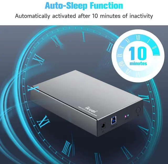 Alt view image 4 of 5 - ikuai Hard Drive Enclosure 3.5" Aluminum USB 3.0 / USB C to SATA Hard Drive Dock Case for 3.5 inch Internal HDD & SSD up to 20TB
