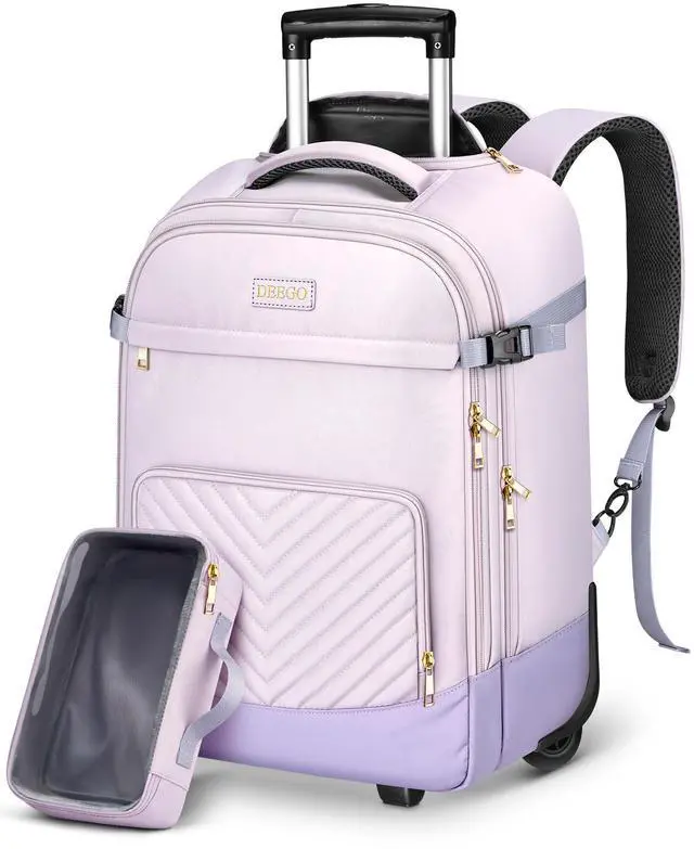 Main image of DEEGO Rolling Backpack for Women, 17.3 inch Travel Laptop Backpack with wheels for Business Commute, Water Resistant 40L Large Capacity Roller Carry-on Luggage With Toiletry Bag, Suitcase for Adults