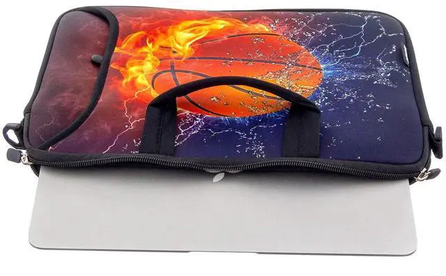 Alt view image 2 of 5 - RICHEN 17 inch Laptop Shoulder Bag Carrying Case Computer PC Cover Pouch with Handle Fits 15.6/16/17/17.3/17.4 inch Laptop Notebook (16-17.3 inch, Basketball Fire)