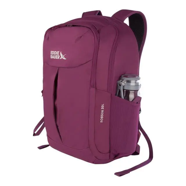 Alt view image 4 of 5 - Eddie Bauer Robson Backpack 30L | Everyday Carry | Work | Travel | Commuter | Padded Laptop Sleeve | Stretch Bottle Pockets | Lightweight | Durable - Dark Purple