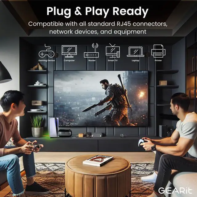 Alt view image 5 of 5 - GearIT Cat 6 Ethernet Cable (24-Pack 1.5 Feet) Cat6 Network Patch, 10Gbps, RJ45, Snagless Cord, Gold-Plated Connectors, Internet for PC, TV, Tablet, Router, Printer, Servers, IT Data Center - Orange