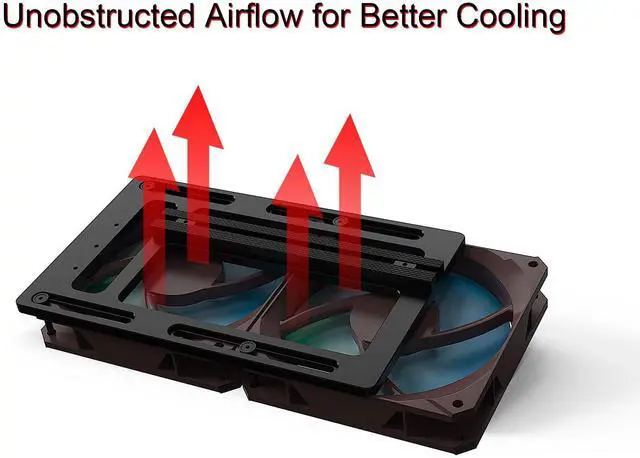 Alt view image 3 of 5 - XRIKUI Vertical GPU Mount for PC Case  Aluminum Support Bracket with PCIe Riser Slot and Fan Compatibility for 2/3-Slot GPUs