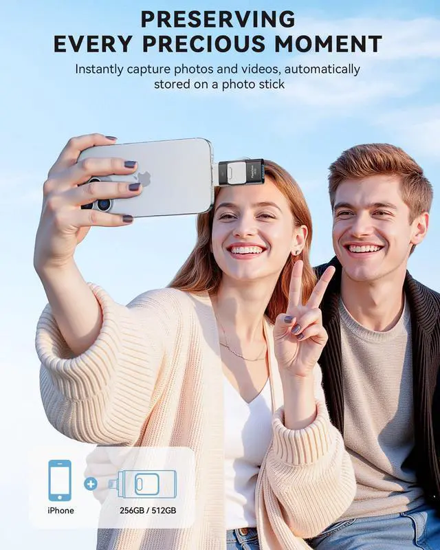 Alt view image 3 of 5 - MFi Certified 512GB iPhone Flash Drive, Photo Stick Memory Stick for iPhone iPad, USB Thumb Drive for Photos Videos Transfer & Backup, External Storage Compatible for iPhone/Android/PC/Mac (Black)