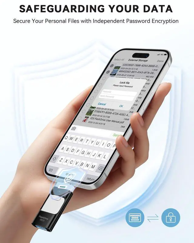 Alt view image 4 of 5 - MFi Certified 512GB iPhone Flash Drive, Photo Stick Memory Stick for iPhone iPad, USB Thumb Drive for Photos Videos Transfer & Backup, External Storage Compatible for iPhone/Android/PC/Mac (Black)