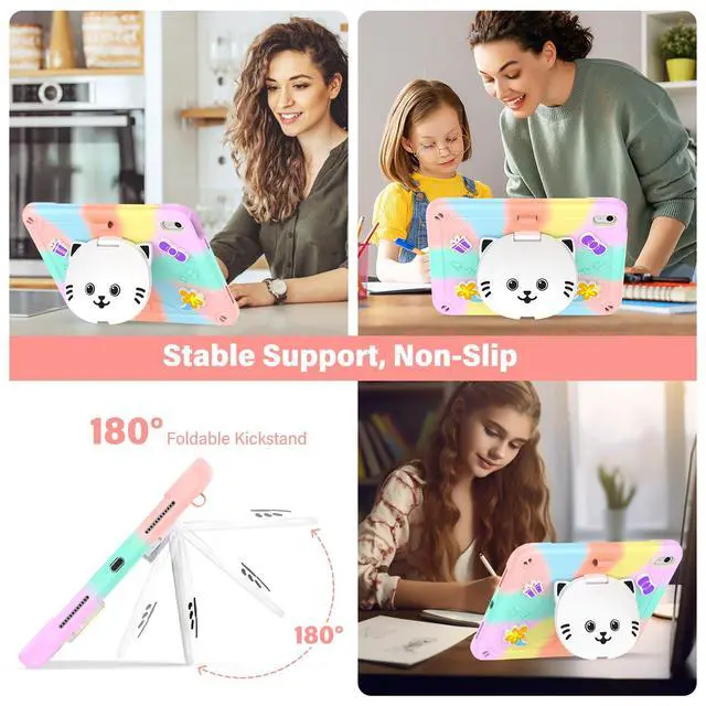 Alt view image 3 of 5 - AOKOZZY Case for iPad (A16) 11th Generation 11 Inch (2025) iPad 10th Generation 10.9 Inch (2022),Full-Body Drop Protection i Pad Case 10th Gen with Cat Stand and Pencil Holder Shoulder Strap-Colorful