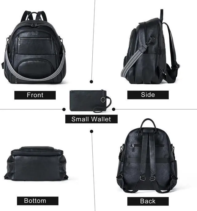 Alt view image 5 of 5 - Leresas 35L Backpack Purse for Women Men Large Travel Backpack for Work College Laptop Back Pack Vegan Leather Fashion Black