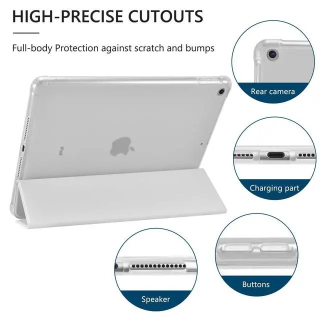 Alt view image 2 of 5 - VibrantFruitique Pink Rose Flower Case for iPad 9th/8th/7th Generation 10.2 Inch (2021/2020/2019 Release) Protective Case,Pencil Holder & Clear Soft TPU Back & Trifold Cover for Women