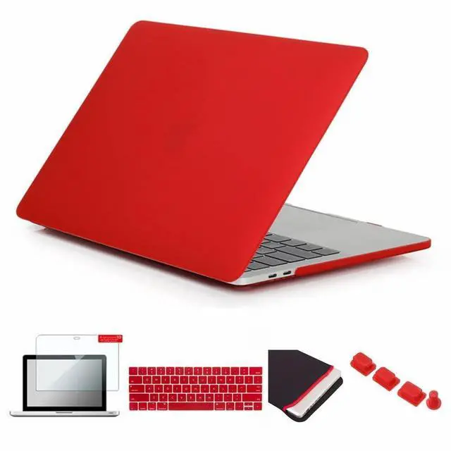 Alt view image 2 of 5 - Se7enline MacBook Pro with Touch Bar Case Soft-Touch Matte Plastic Hard Cover for MacBook Pro 15 inch A1707/A1990 with Touch Bar 2016-2018 with Sleeve,Keyboard Cover, Screen Protector, Dust Plug, Red