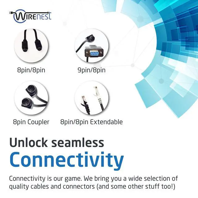 Alt view image 5 of 5 - Wirenest 50ft VISCA PTZ Camera Control Cable for Sony EVI/BRC/SRG Series RS232 8 Pin Mini DIN to DB9F Serial