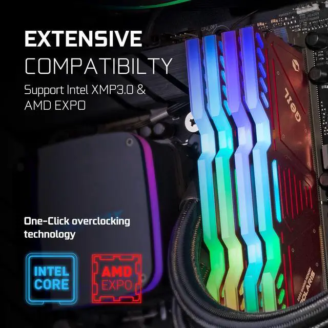 Alt view image 5 of 5 - GeIL Polaris RGB DDR5 RAM, 32GB (16GBx2) 5600MHz 1.25V,Intel/AMD Compatible, Long DIMM High Speed Desktop Memory, Hardcore Immersive Gaming/Multimedia Content Creation/Quality Live Streaming(Red)