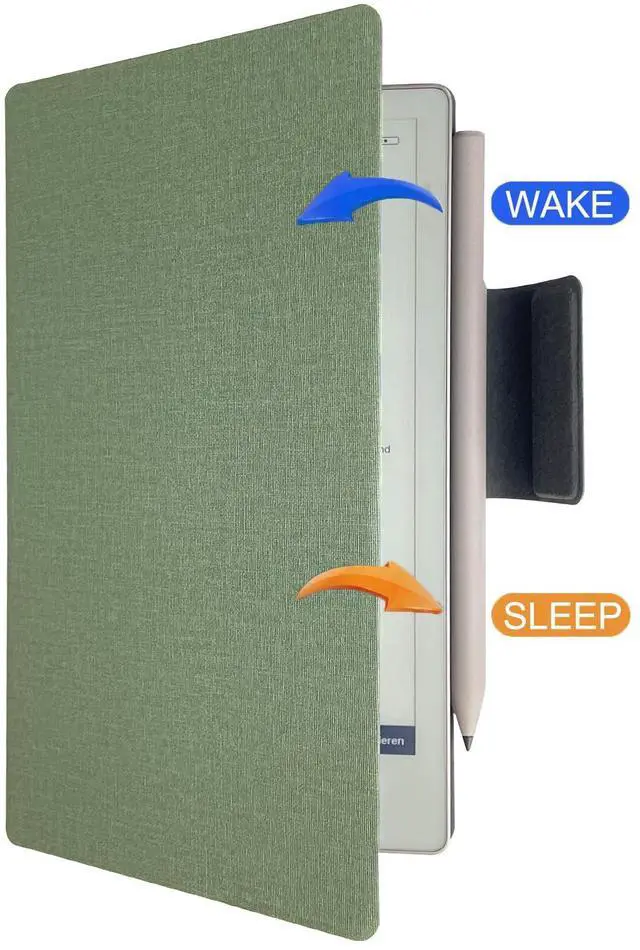 Alt view image 4 of 5 - Case for Remarkable Paper Pro Move 7.3" 2025 Released, Slim Lightweight Leather Book Folio Cover with Built-in Pen Holder (Green)