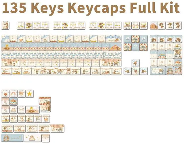 Alt view image 2 of 5 - COOMICKEY Cute PBT Keycaps, MOA Profile Keycap Set, Dye Sublimation Creamy Keyboard Keycaps Suitable for 60% 65% 75% 80% 100% MX Switches Mechanical Keyboard