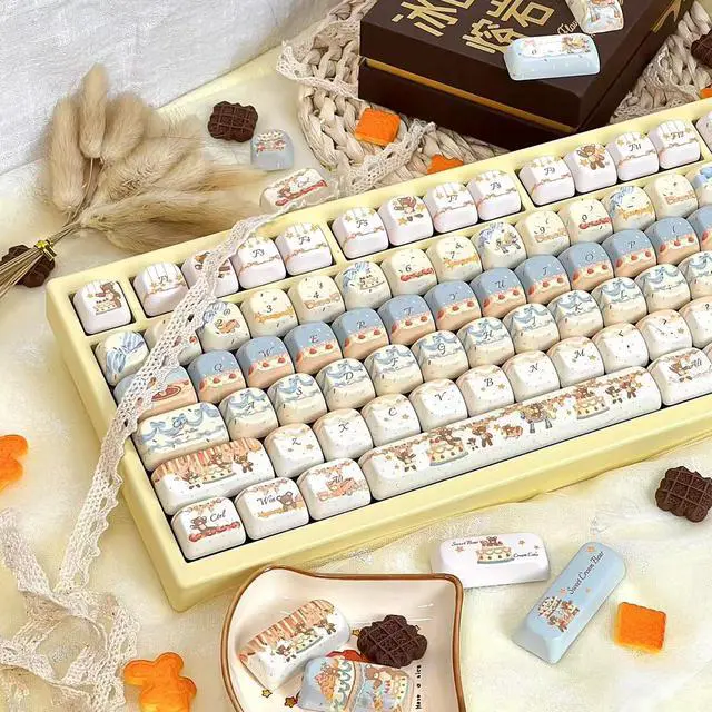 Alt view image 3 of 5 - COOMICKEY Cute PBT Keycaps, MOA Profile Keycap Set, Dye Sublimation Creamy Keyboard Keycaps Suitable for 60% 65% 75% 80% 100% MX Switches Mechanical Keyboard