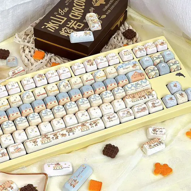 Alt view image 4 of 5 - COOMICKEY Cute PBT Keycaps, MOA Profile Keycap Set, Dye Sublimation Creamy Keyboard Keycaps Suitable for 60% 65% 75% 80% 100% MX Switches Mechanical Keyboard