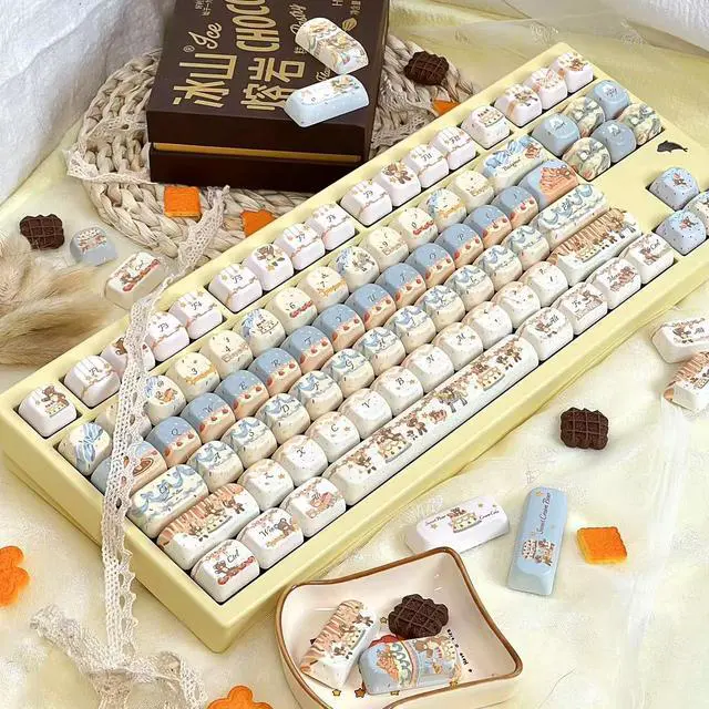 Alt view image 5 of 5 - COOMICKEY Cute PBT Keycaps, MOA Profile Keycap Set, Dye Sublimation Creamy Keyboard Keycaps Suitable for 60% 65% 75% 80% 100% MX Switches Mechanical Keyboard