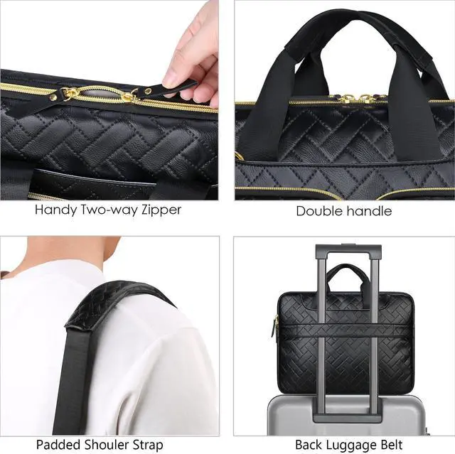 Alt view image 5 of 5 - Lacdo 360° Protective Laptop Shoulder Bag, 16 inch Laptop Bag for 16 inch New MacBook Pro M4/M3/M2 /M1 Pro Max A3403 A3186 A2991 A2780 A2485 2024-2019, 15" Surface Laptop 7th Copilot+PC, Elegant Black