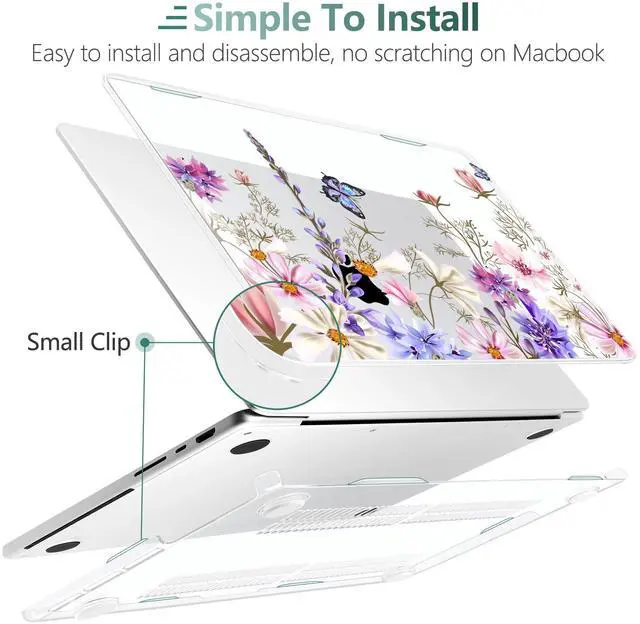 Alt view image 3 of 5 - DONGKE Case for M5 MacBook Pro 14 inch 2025 2024-2021 M4 M3 M2 M1, Plastic Hard Shell Cover Compatible with A3434 A3112 A3401 A3185 A2992 A2779 A2442, Retina XDR Display & Touch ID, Butterfly Floral