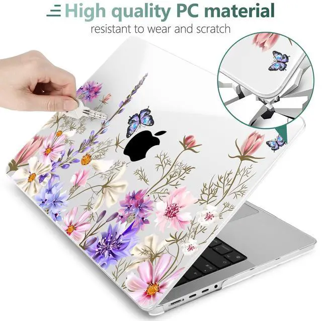 Alt view image 4 of 5 - DONGKE Case for M5 MacBook Pro 14 inch 2025 2024-2021 M4 M3 M2 M1, Plastic Hard Shell Cover Compatible with A3434 A3112 A3401 A3185 A2992 A2779 A2442, Retina XDR Display & Touch ID, Butterfly Floral
