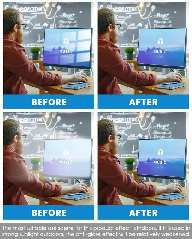 Alt view image 3 of 5 - F FORITO 2-Pack 21.5 inch 16:9 Matte Anti Glare Computer Screen Cover, Anti Glare Eye Protection Film Compatible with All 21.5" Widescreen Monitors with 16:9 Aspect Ratio (18.7" W x 10.6" H)