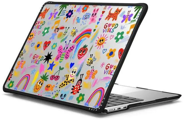 Alt view image 2 of 3 - CASETiFY Impact MacBook Air 13.6" (M2-M4) Case [Cushioned Impact Corners/Scratch-Resistant/Anti-Slip Grip] - Good Vibes - Clear Black