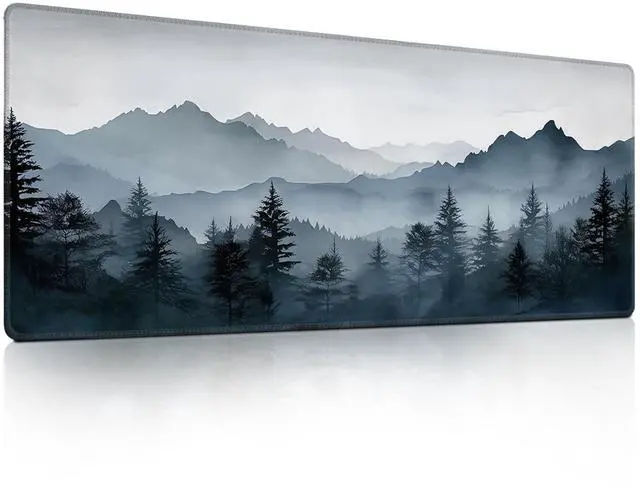 Main image of Misty Mountain Forest Mouse Pad, Foggy Mountainous Forest Mousepad - Large Non - Slip Desk Mat for Office, PC & Laptop - 31.5"x11.8" x 3mm
