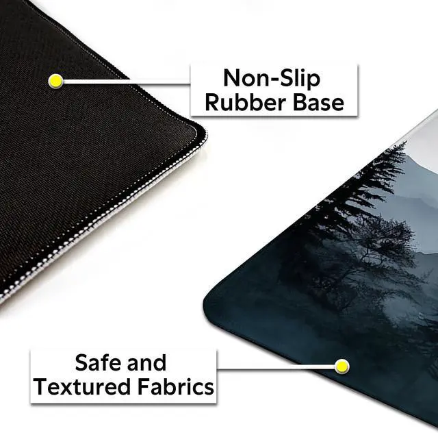 Alt view image 5 of 5 - Misty Mountain Forest Mouse Pad, Foggy Mountainous Forest Mousepad - Large Non - Slip Desk Mat for Office, PC & Laptop - 31.5"x11.8" x 3mm