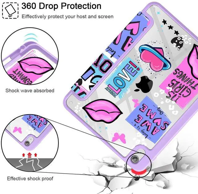 Alt view image 5 of 5 - May Chen for iPad (A16) 11th Generation Case 11 Inch 2025, iPad 10th Gen Case 2022 10.9 inch, Built-in Pencil Holder with Shockproof Cover Clear Back Shell Auto Wake/Sleep, Girls calligraphic