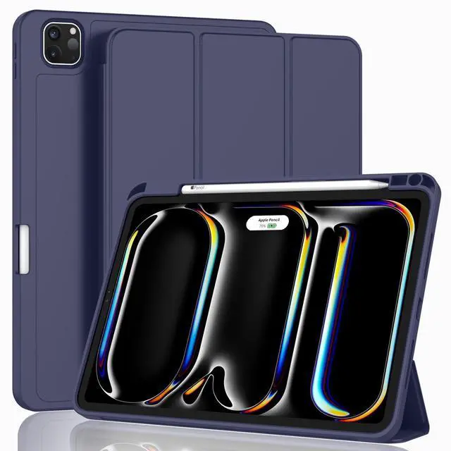 Main image of ZryXal New iPad Pro 13 Inch Case (M5) 2025 / (M4) 2024 with Pencil Holder, Smart iPad Case [Support Pencil Pro and Pencil (USB-C)], Support Touch ID and Auto Wake/Sleep (New Dark Blue)