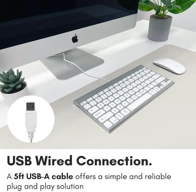 Alt view image 5 of 5 - Macally Wired Keyboard for Mac | Compatible Apple Keyboard (78 Keys, Plug and Play USB) Compatible with MacBook Pro/Air, iMac, Mac mini/Pro, Laptop, Computer Desktop