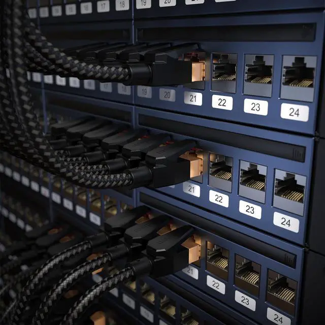 Alt view image 5 of 5 - Cat 8 Ethernet Cable 1FT-12Pack,High Speed LAN Network Cable RJ45 2FT 3FT 6FT 10FT 40Gbps 2000Mhz Nylon Braided Internet Patch Cord, Compatible with Cat 7/6/5 (Black Round Cable 1FT-12Pack)