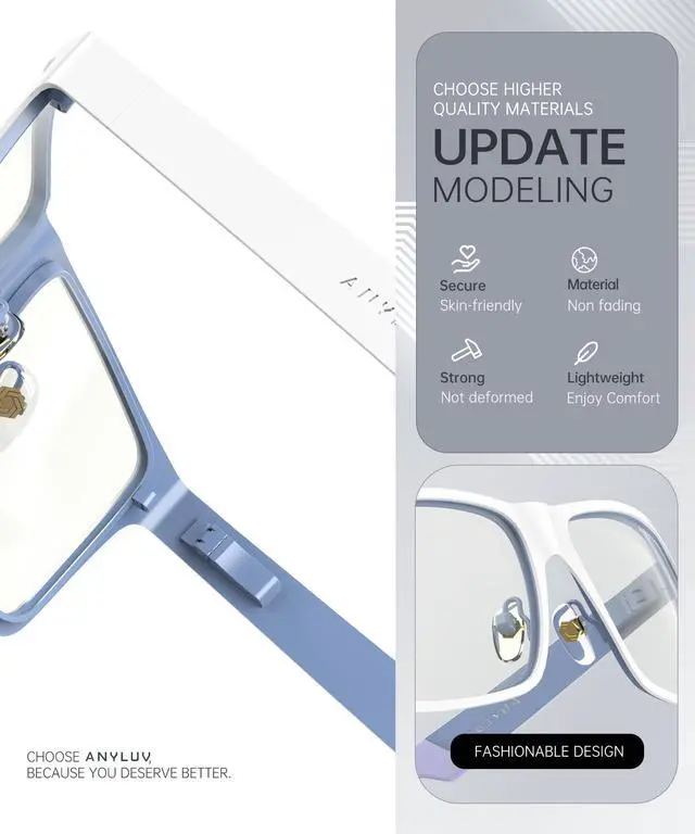 Alt view image 3 of 5 - ANYLUV Mens Blue Light Glasses: Metal Blue Light Blocking Glasses for Women Men Computer Gaming for Eye Protection