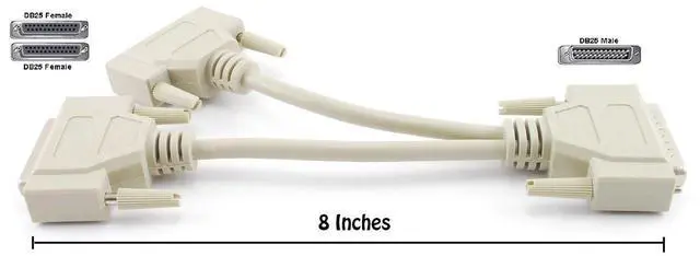 Alt view image 2 of 5 - CablesOnline 8 inch DB25 Parallel Male/Dual Female Y-Splitter Printer Cable (YS-005)