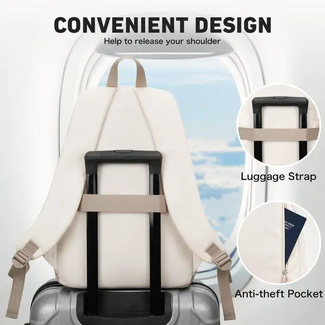 Alt view image 4 of 5 - School Laptop Backpack for Girls Boys: Casual Middle High School Backpacks 15.6 Inch College Bookbag with USB Charging Port Waterproof Travel Back Pack Cute Work Book Bag for Teens Students Women Men