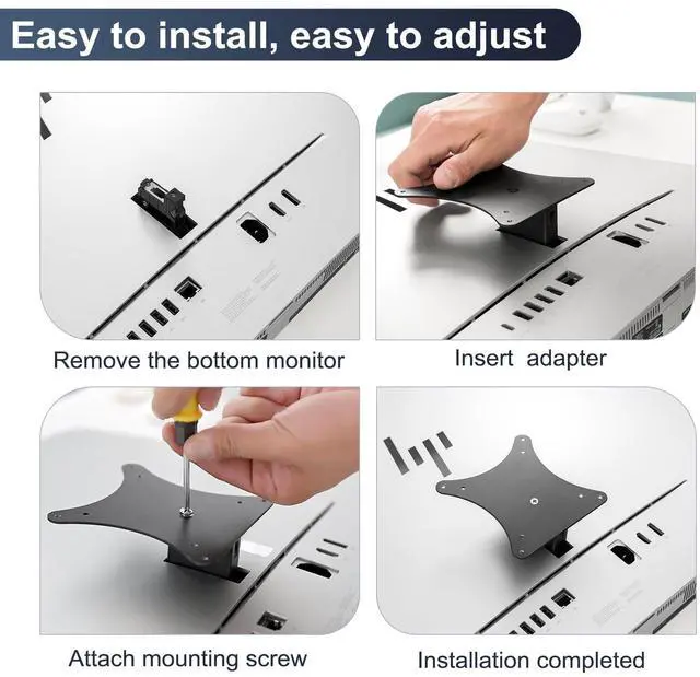 Alt view image 2 of 5 - Monitor Arm/Mount VESA Bracket Adapter Compatible with HP EliteOne 840 G9, 870 G9 All-in-One PC 100 * 100mm 75 * 75mm Black