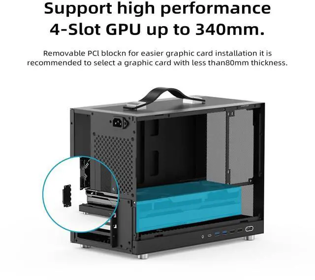 Alt view image 4 of 5 - Shiny Snake G300 16.8L MATX Mesh PC Case - ATX/SFX-L/SFX PSU | 340mm GPU & 240/280mm AIO Support | 164mm CPU Cooler | Reinforced Carry Handle | Mini Tower for Content Creation & Gaming - White