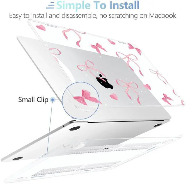 Alt view image 5 of 5 - MEEgoodo Case for MacBook Air 15 inch M4/M3/M2 2025 2024 2023, Case Fit Model (A3241/A3114/A2941) for MacBook Air 15-inch, Laptop with Keyboard & Camera Cover & OTG Adapter, Pink Ribbons Bows