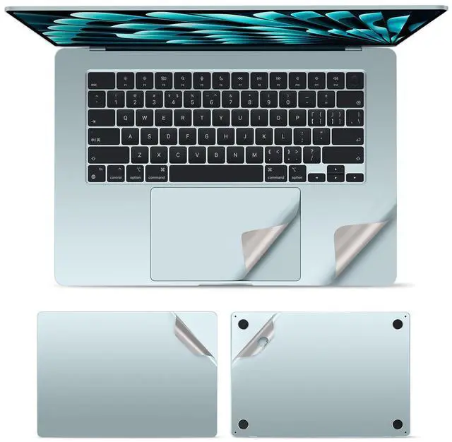 Alt view image 3 of 5 - 4 in 1 Ultra Thin 3M Vinyl Full Size Laptop Skin Cover Palm Rest Protector Sticker for 2025 MacBook Air 15 Inch M4 (Model: A3241) and 2023/2024+ MacBook Air 15" M2 M3 (Model: A2941/ A3114) - Blue