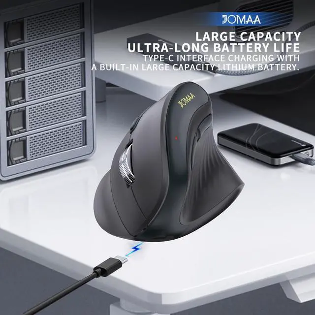 Alt view image 2 of 5 - JOMAA Wireless Vertical Mouse, Multi-Device Bluetooth 5.2 & 2.4G Ergonomic Mouse with RGB Lighting, 4000 CPI, 500mAh Rechargeable, for Windows/Mac/Android
