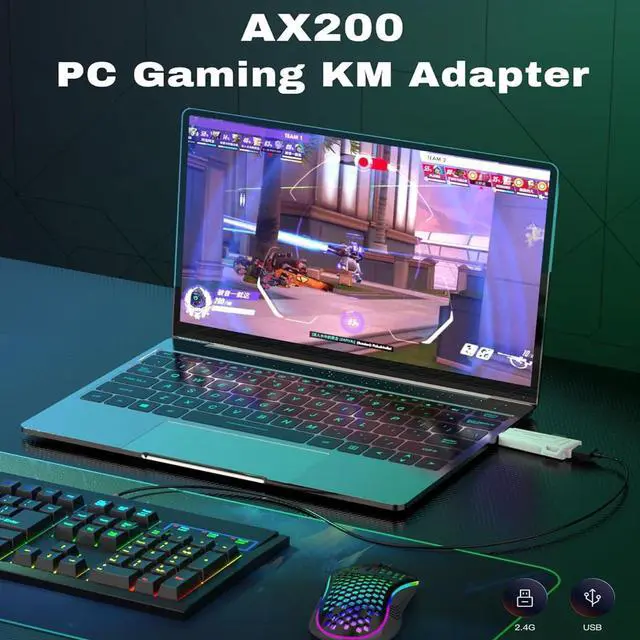 Alt view image 2 of 5 - Koiiko AX200 PC Mouse and Gaming Keyboard Adapter for Computer, Support Key Mapping, Aim Assist, Recoil Control, Smart Joystick Function, 1000Hz Reporting Rate, TPS, FPS, Perfect for APEX, COD Games