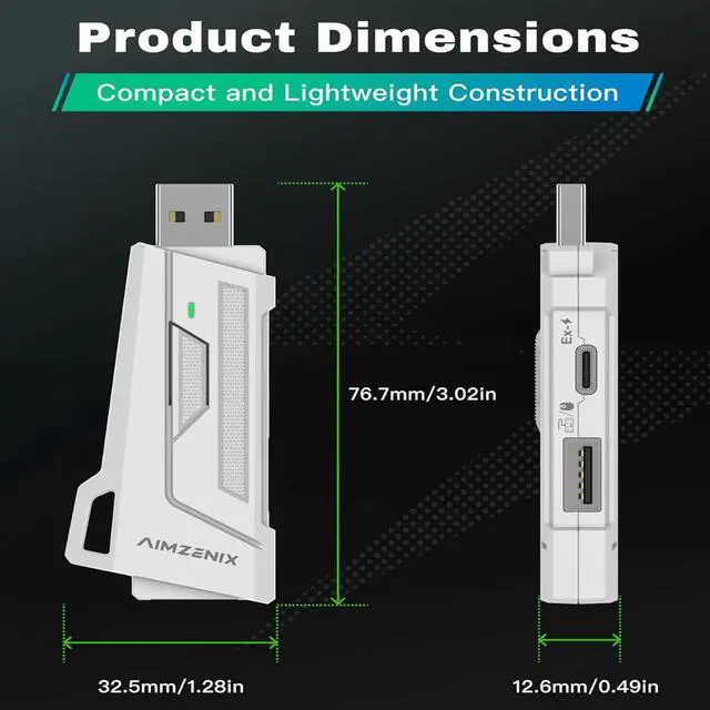 Alt view image 5 of 5 - Koiiko AX200 PC Mouse and Gaming Keyboard Adapter for Computer, Support Key Mapping, Aim Assist, Recoil Control, Smart Joystick Function, 1000Hz Reporting Rate, TPS, FPS, Perfect for APEX, COD Games