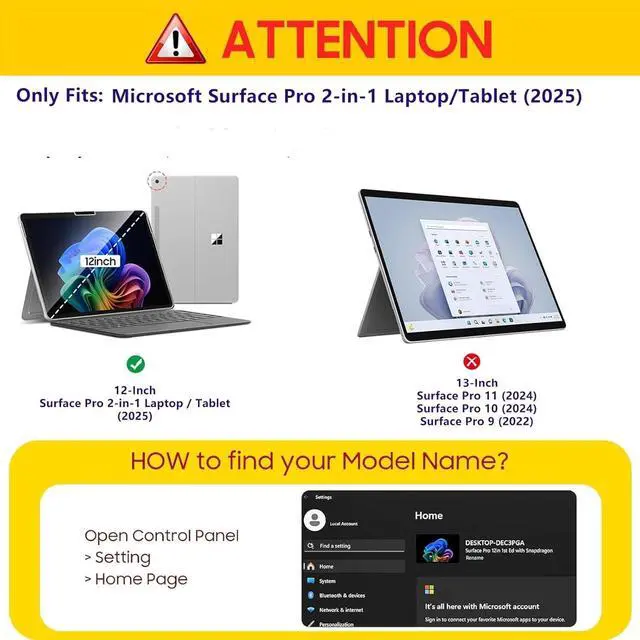 Alt view image 2 of 5 - ProCase for Surface Pro 12 Inch Case (2025 Release), Multiple Angle Premium PU Leather Folio Business Stand Cover with Surface Pen Holder & Front Pocket, Compatible with Type Cover Keyboard -Black