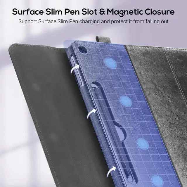 Alt view image 3 of 5 - ProCase for Surface Pro 12 Inch Case (2025 Release), Multiple Angle Premium PU Leather Folio Business Stand Cover with Surface Pen Holder & Front Pocket, Compatible with Type Cover Keyboard -Black