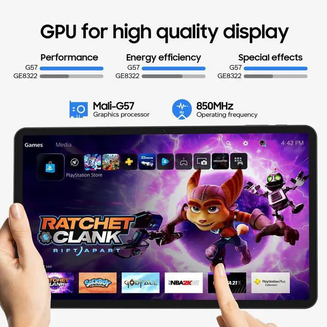 Alt view image 5 of 5 - Tablet 12 inch Large Screen, Android 15 Tablet 16GB RAM 256GB ROM, 2K 2000x1200 Incell Widevine L1 Display, Gaming Tablets with Helio G99 Octa-core, 8000mAh 18W Fast Charge Tablets, AI Support, GPS