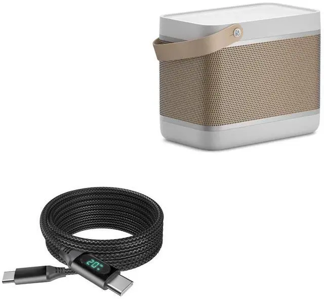 Main image of BoxWave Cable Compatible with Bang & Olufsen Beolit 20 - PowerDisplay PD Cable (6ft) - USB-C to USB-C (100W), LED Wattage Info Extra Long Braided Nylon - Jet Black