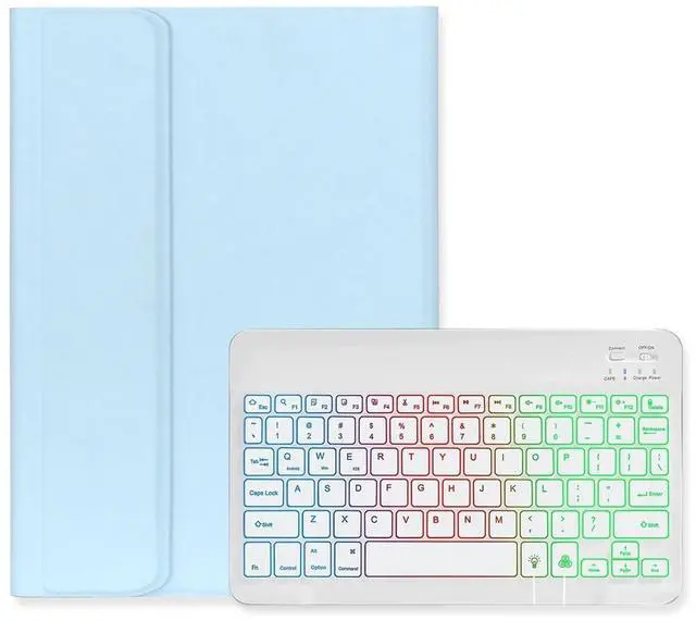 Main image of Disonbeir Backlit Keyboard Case for iPad Air 13" (M3/M2) 2025/2024, iPad Pro 12.9 6th/5th/4th/3rd Generation Case with Colorful RGB Backlight Detachable Keyboard Cute Candy Color Case,LightBlue+White