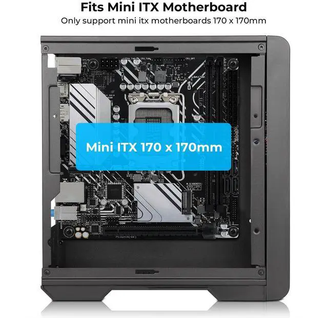 Alt view image 3 of 5 - Mini ITX Case SFF Small Form Factor HTPC Case Mini Tower Computer Chassis Vented Panels SPCC 0.8MM Support ITX DTX Motherboards and 3.5" HDD Hung Behind Screen for Desktop PC