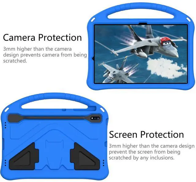Alt view image 5 of 5 - Dteck Case for Samsung Galaxy Tab S10+/S9+/S7/S8+, Kids-Friendly Lightweight EVA Shockproof Handle Stand Protective Case, Blue