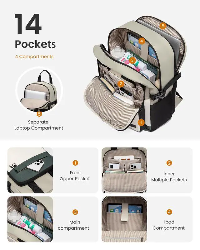 Alt view image 3 of 5 - LOVEVOOK Laptop Backpack for Women, 15.6 Inch Computer Backpack Purse, Casual Daypack Carry-On Personal Item Travel Bag, College Bookbook for Teen Girls Students Back to School